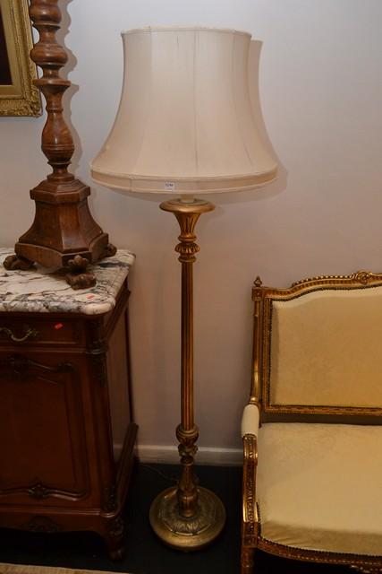 Appraisal: PAIR OF FLUTED GILTWOOD STANDARD LAMPS WITH SHADES PAIR OF