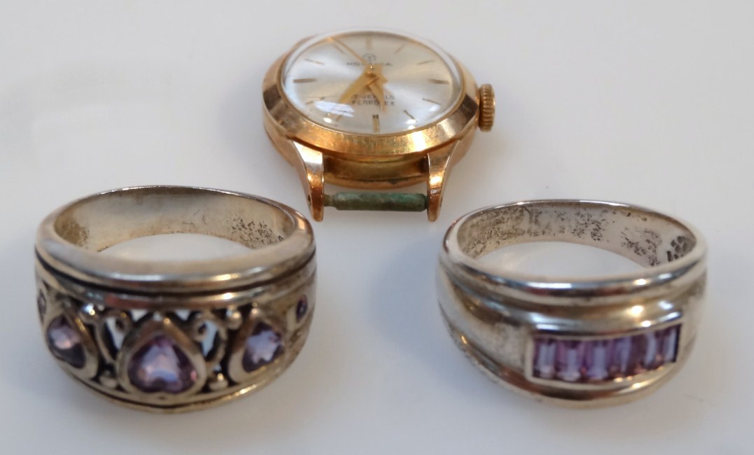 Appraisal: Two rings comprising one set with heart shape amethyst the