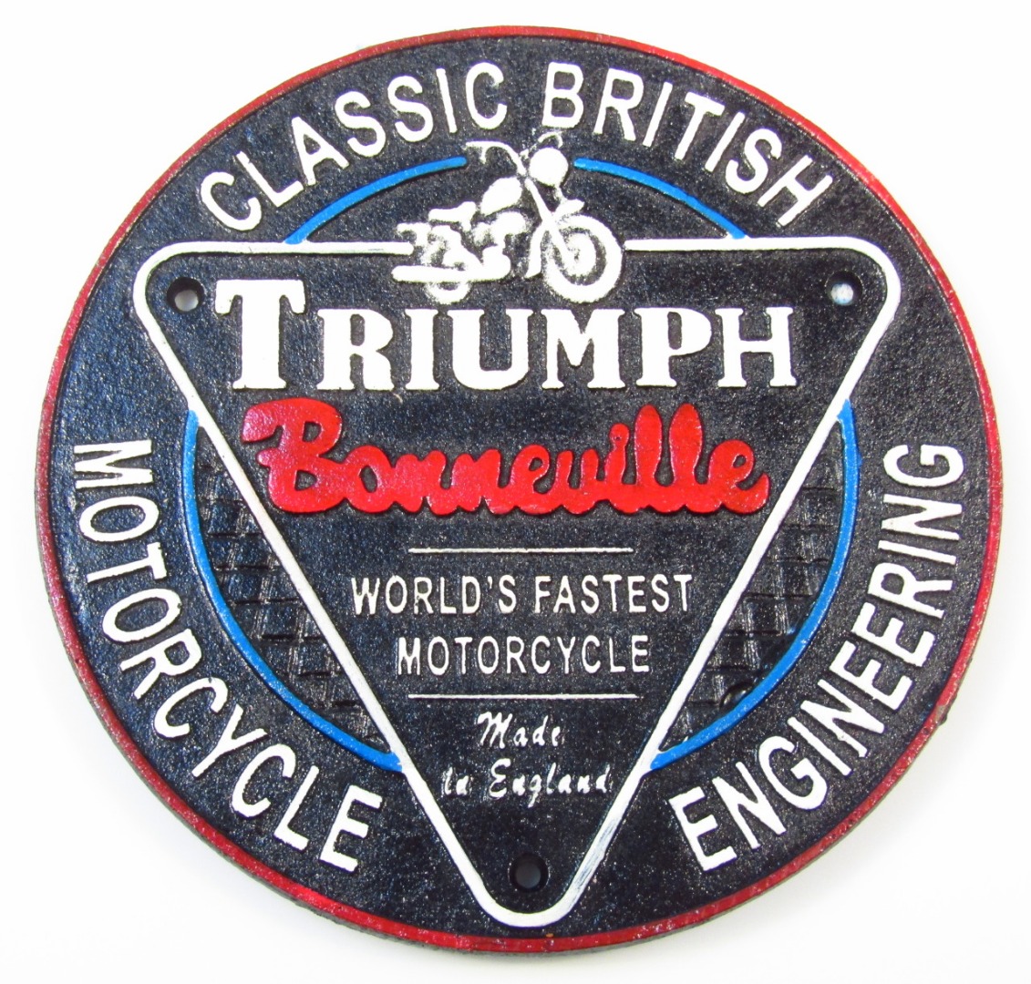 Appraisal: A Triumph motorcycle plaque