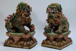 Appraisal: PR Chinese Famille Rose Polychrome Foo Dogs CHINA TH CENTURY