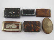 Appraisal: Six various snuff boxes including an oval horn three papier