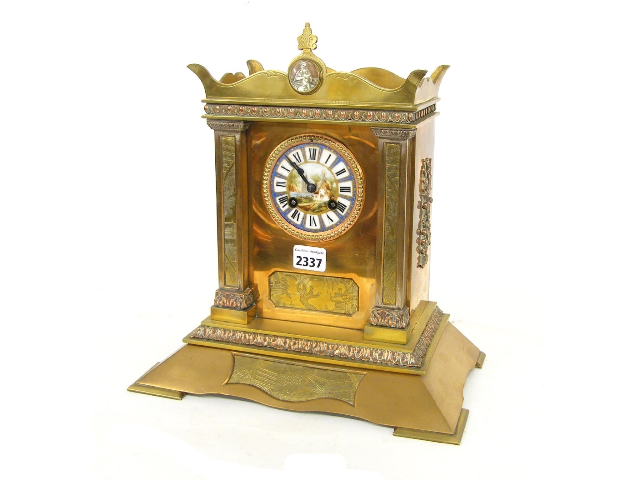 Appraisal: Decorative brass two train mantel clock the S Marti movement