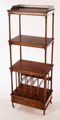 Appraisal: A marquetry inlaid three-tier whatnot by Jonathan Charles the tiers