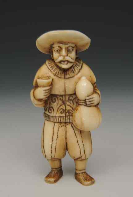 Appraisal: A JAPANESE CARVED IVORY MODEL of a Dutch East Indiaman