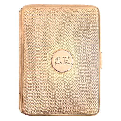 Appraisal: A ct gold cigarette case engine turned mm l marks