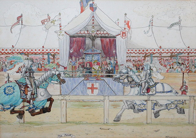 Appraisal: D B PENNY TH CENTURY A jousting tournament set of