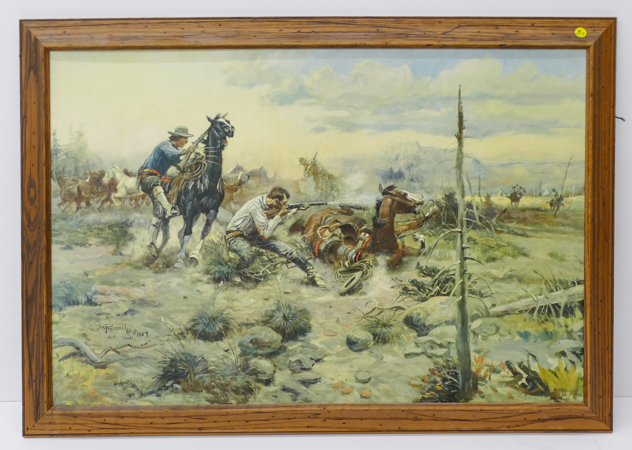 Appraisal: Vintage Charles Russells Western Print Framed ''x ''