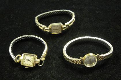 Appraisal: Group of three lady's gold wristwatches Two karat Hamiltons and