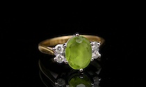 Appraisal: Antique Green Peridot and Diamond Ring Birmingham England circa -