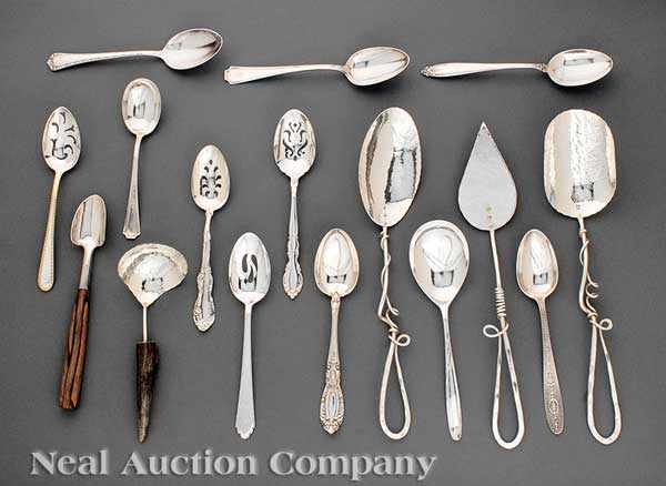 Appraisal: A Group of Sterling Silver Serving Pieces including tablespoons some