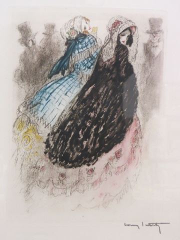 Appraisal: Louis Icart etching On the Avenue La Dame Aux Camelins