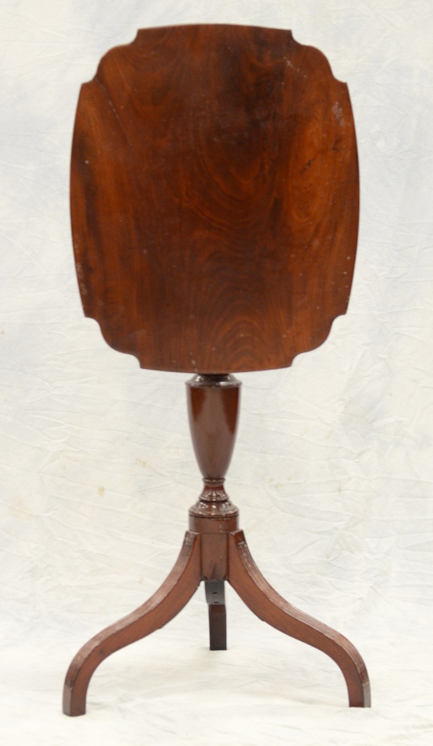 Appraisal: Mahogany Federal tilt top candlestand scalloped top x urn stem