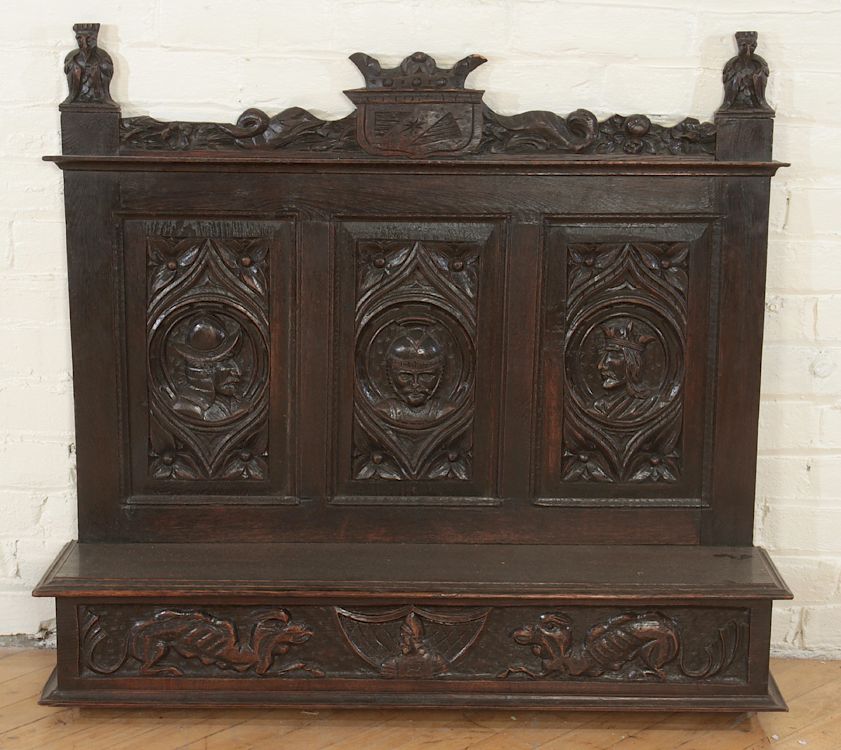 Appraisal: TH CENTURY CARVED WALNUT FIGURAL WALL SHELF A nineteenth century