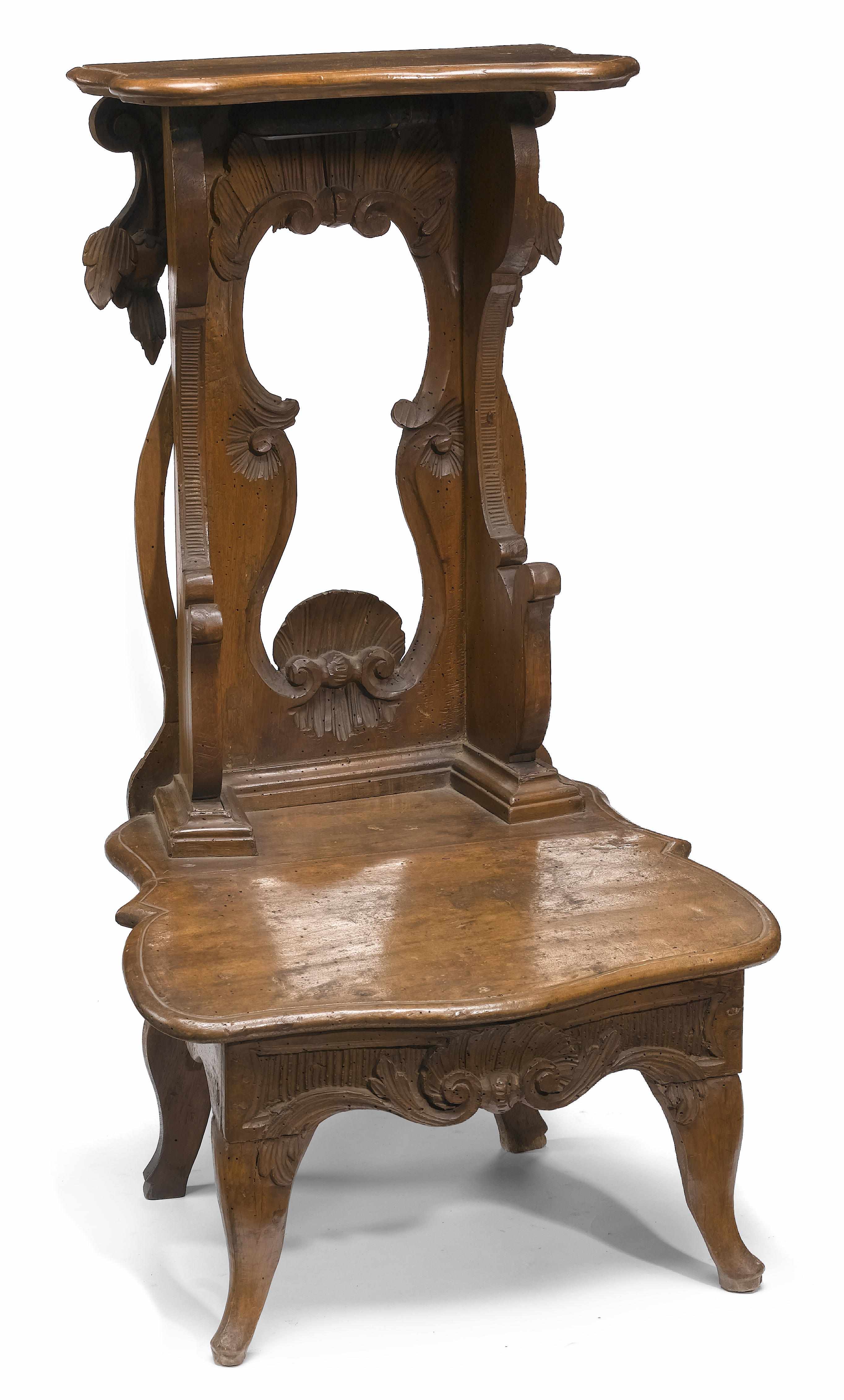 Appraisal: An Italian Rococo walnut prie dieu mid th century The