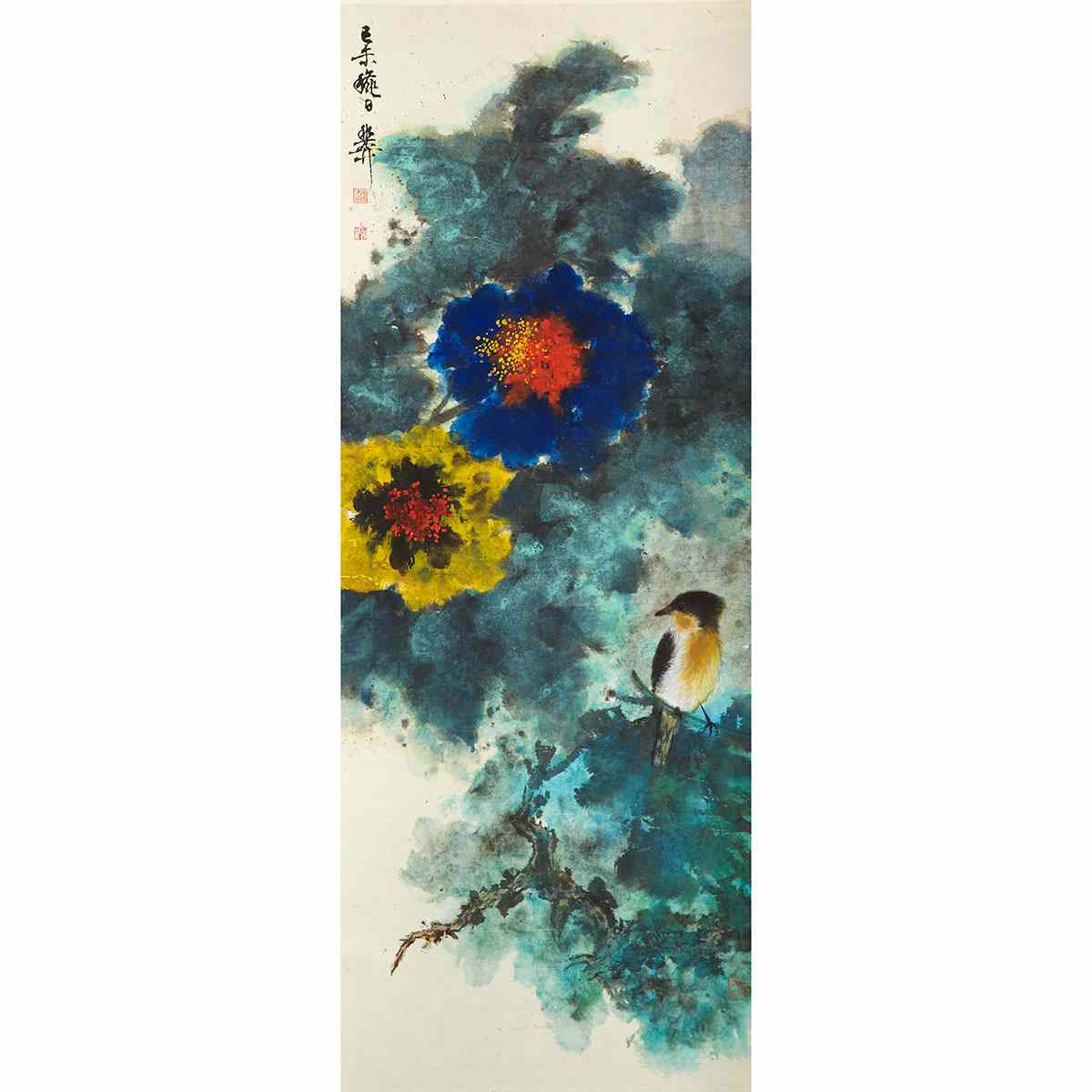 Appraisal: Xie Zhiliu - BIRD AND FLOWERS Ink and colour on