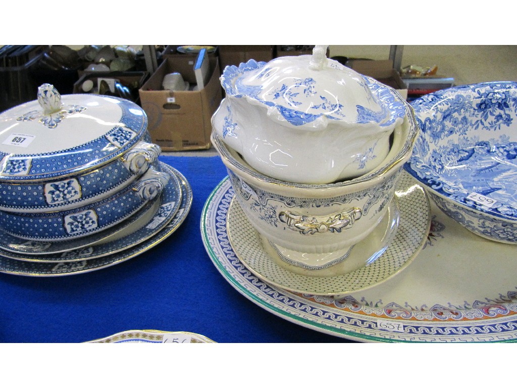 Appraisal: Lot comprising assorted blue and white pottery large ashet etc