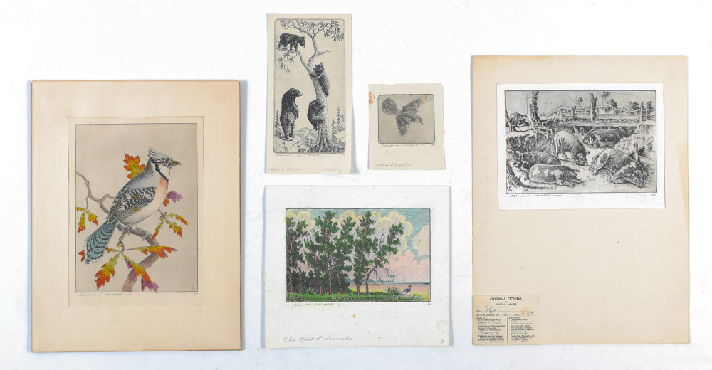 Appraisal: PIECE BENSON BOND MOORE ETCHING LOT Piece Etching Lot to