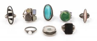 Appraisal: A Collection of Silver and Multigem Rings dwts A Collection