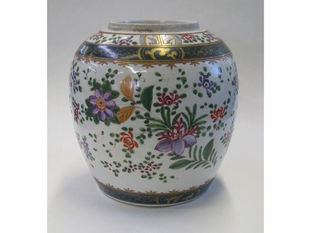 Appraisal: Oriental ginger jar painted with flowers no lid