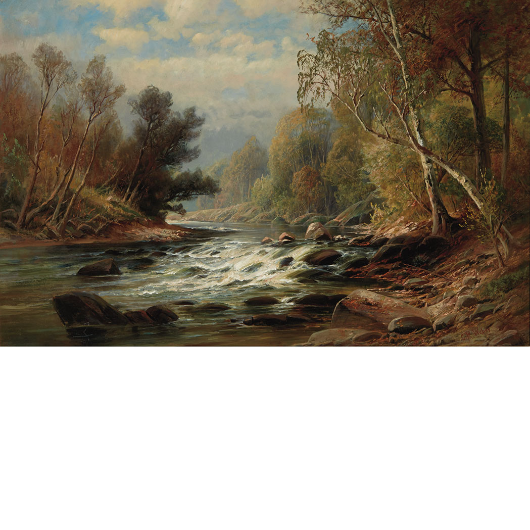 Appraisal: Carl Philipp Weber American - Forest Landscape with Rapids Signed