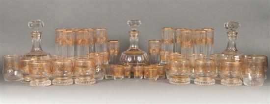 Appraisal: Continental gilt decorated glass -piece partial drink service comprising decanters