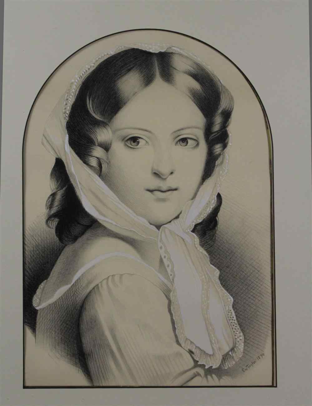 Appraisal: EM TAYLOR TH CENTURY PORTRAIT OF A YOUNG GIRL Graphite