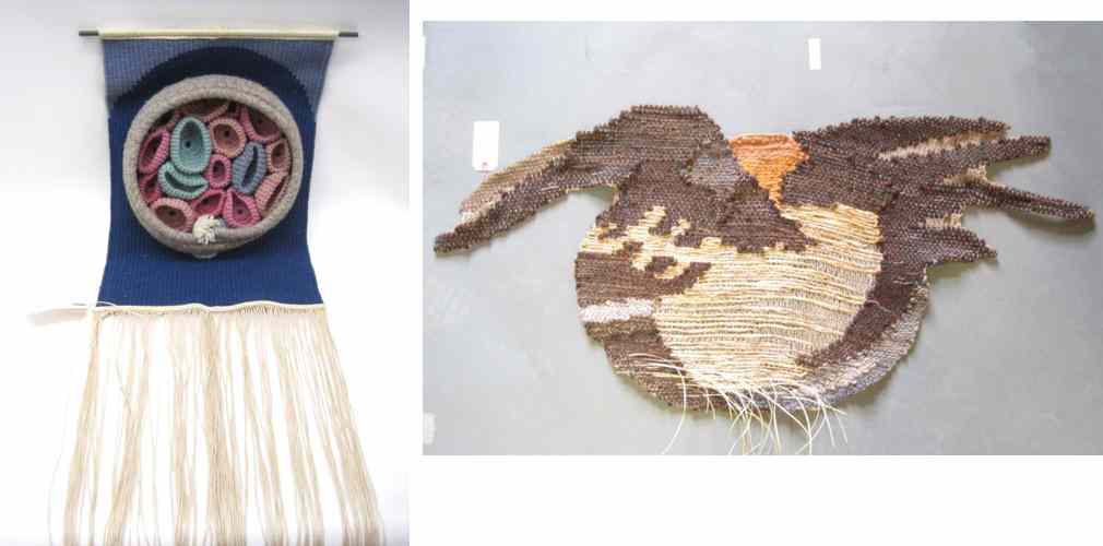 Appraisal: TWO ART WEAVINGS VINCE ZETTLER WOOL AND CEDAR BARK TAPESTRY