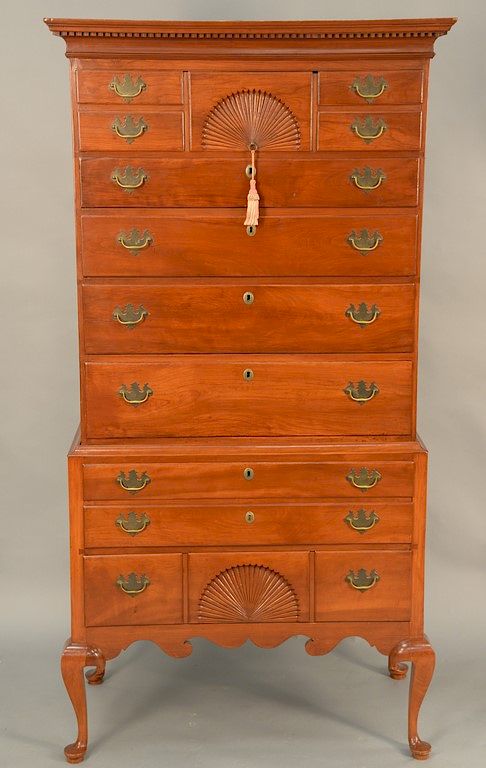 Appraisal: Queen Anne cherry flat top chest on chest top section