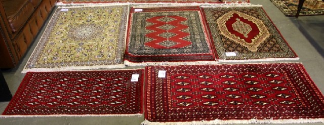 Appraisal: Six small Persian rugs various sizes and palettes