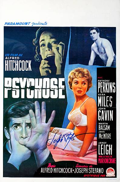 Appraisal: Psycho Paramount Belgian window card condition B- signed later in