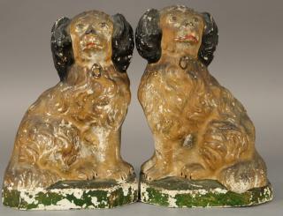 Appraisal: Pair of Chalkware King Charles old surface with paint chips