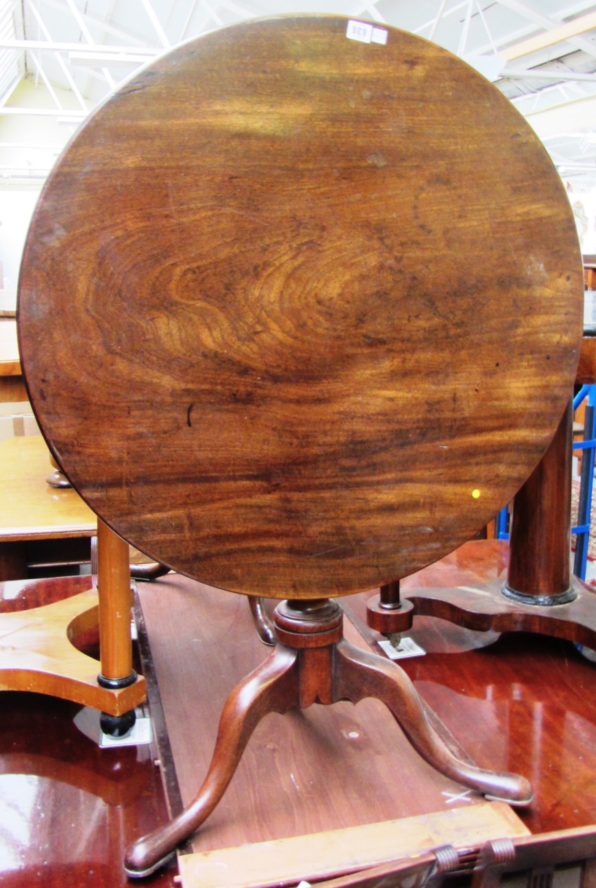 Appraisal: An th century mahogany circular snap top occasional table on