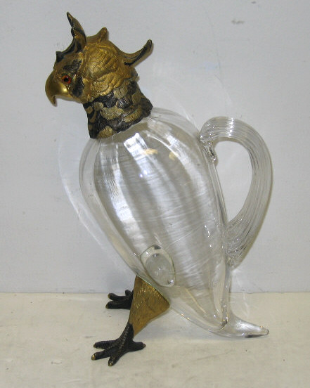 Appraisal: GLASS AND GILT METAL FIGURAL CLARET JUG In the form