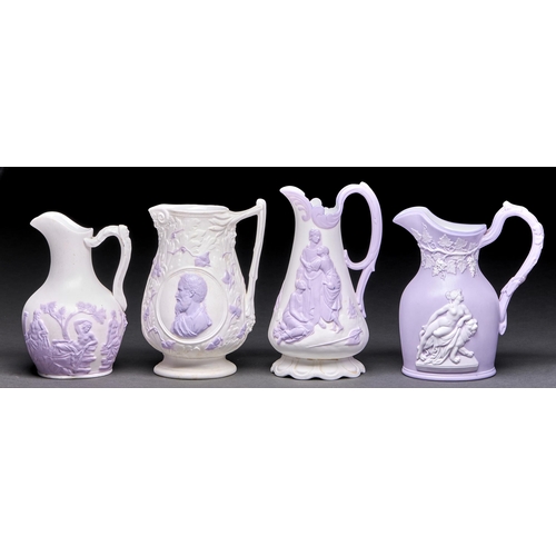 Appraisal: Three Samuel Alcock press moulded white and lavender parian ware