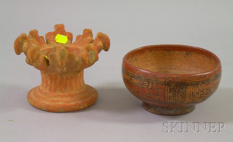 Appraisal: Two Pre-Columbian Pottery Items a red and black painted and