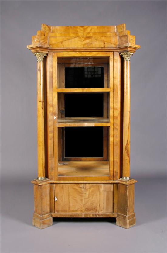 Appraisal: A Biedermeier Fruitwood Vitrine Cabinet Height x width x depth