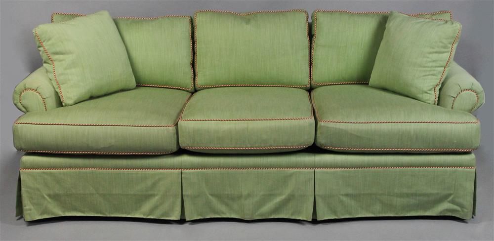 Appraisal: CONTEMPORARY CELERY GREEN TONE ON TONE THREE SEATER SOFA WITH