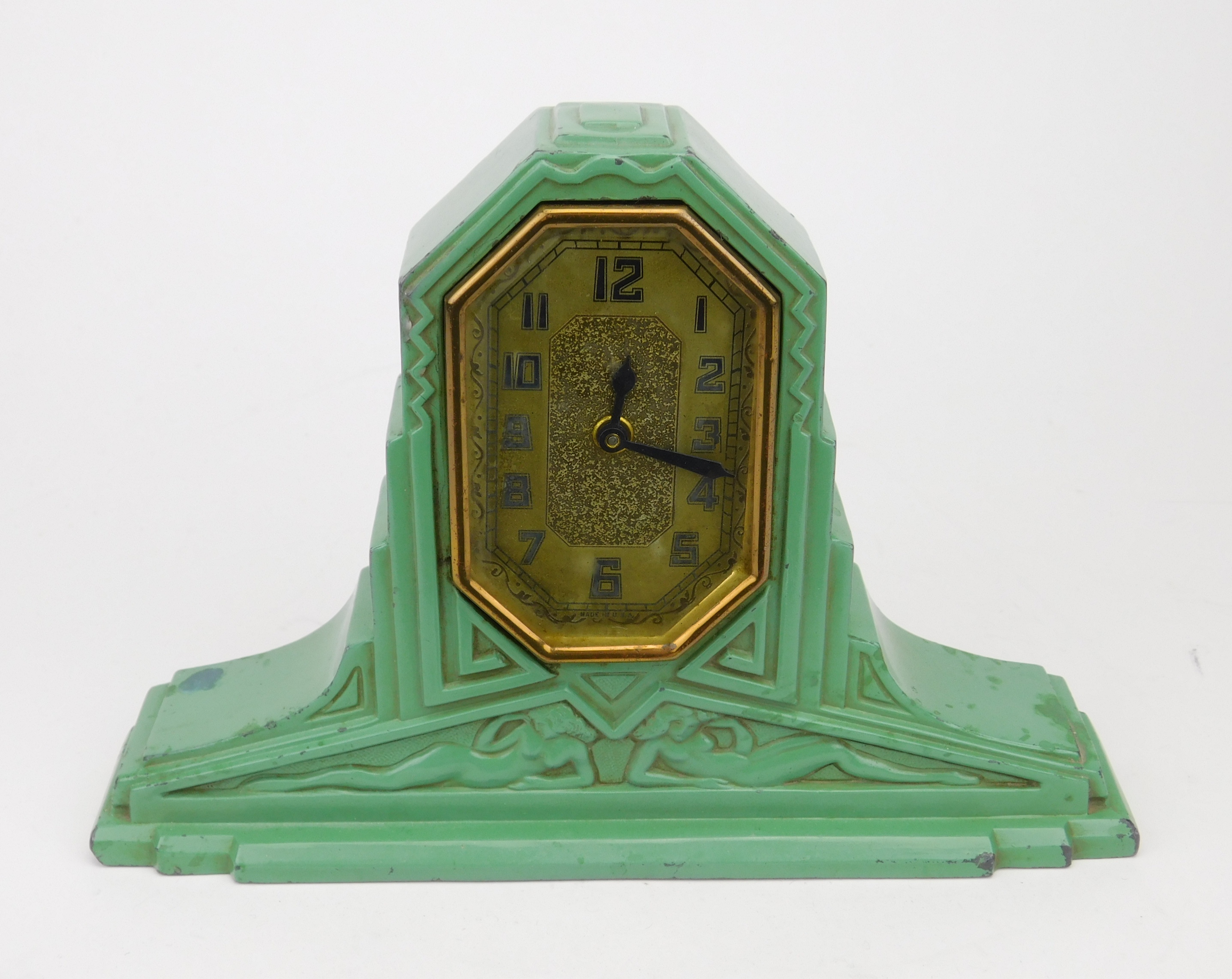 Appraisal: Frankart Art Deco desk clock with reclining nudes in original