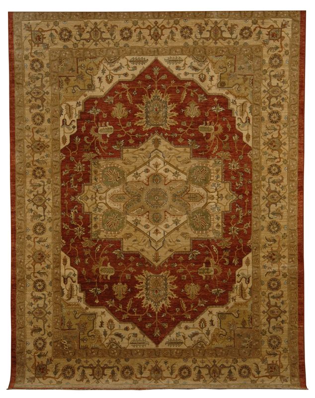 Appraisal: ORIENTAL RUG HERIZ DESIGN ' x ' Gabled central medallion