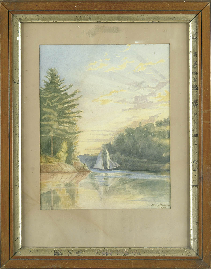 Appraisal: HENRY RICHARDS American th Century SCHOONER ON KENNEBEC RIVER Watercolor