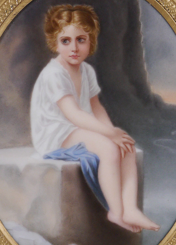 Appraisal: LIMOGES QUALITY PAINTED PORCELAIN PLAQUE ''DESERTED'' Oval '' x ''