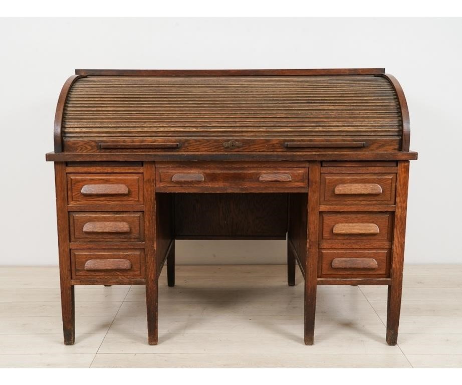 Appraisal: Oak roll top desk circa h x w x d