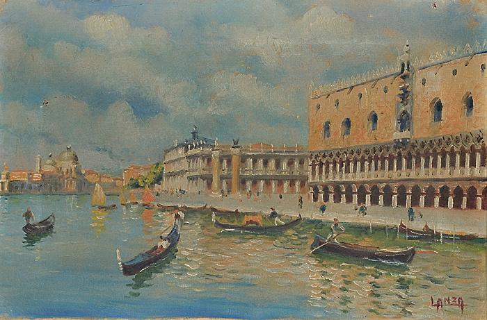 Appraisal: VENETIAN CANAL SCENE BY LUIGI LANZA ITALIAN B oil on