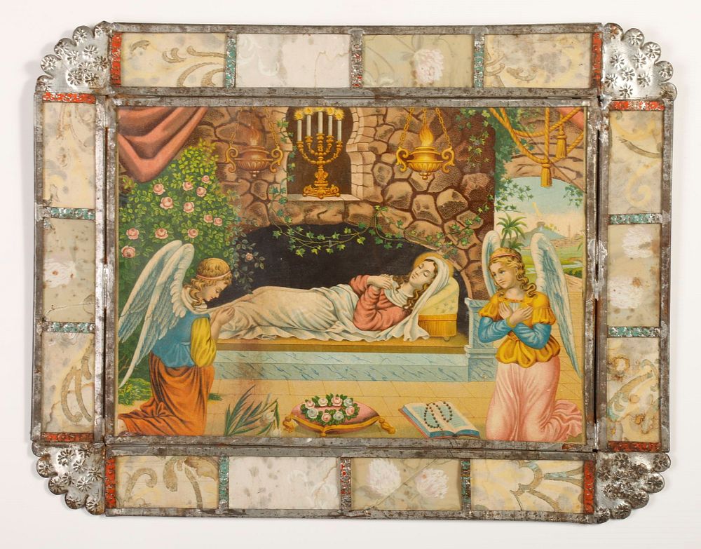 Appraisal: Tin Frame with Devotional Print ca Attributed to Jos Mar