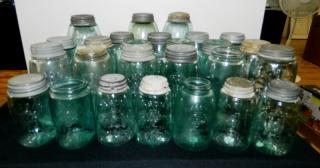 Appraisal: Fruit jars Fruit jars- various monogrammed Mason's all aqua except