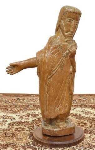 Appraisal: Hand-carved wood religious figure of Christ figure approx h w