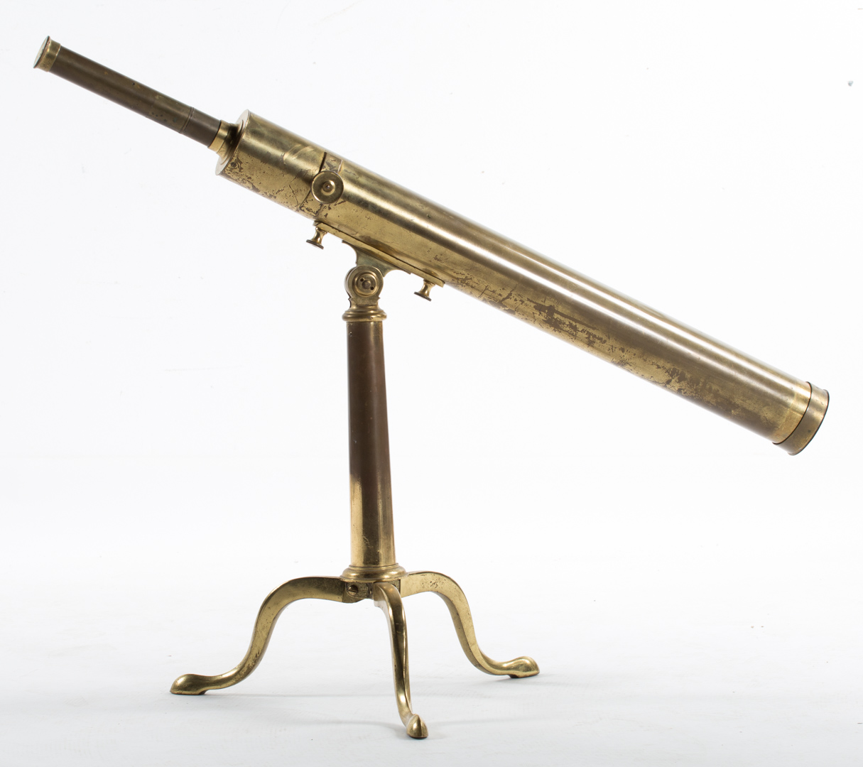 Appraisal: Victorian brass telescope and tripod stand fourth quarter- th century