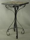 Appraisal: SIDE TABLE - Wrought iron base tile top plant stand