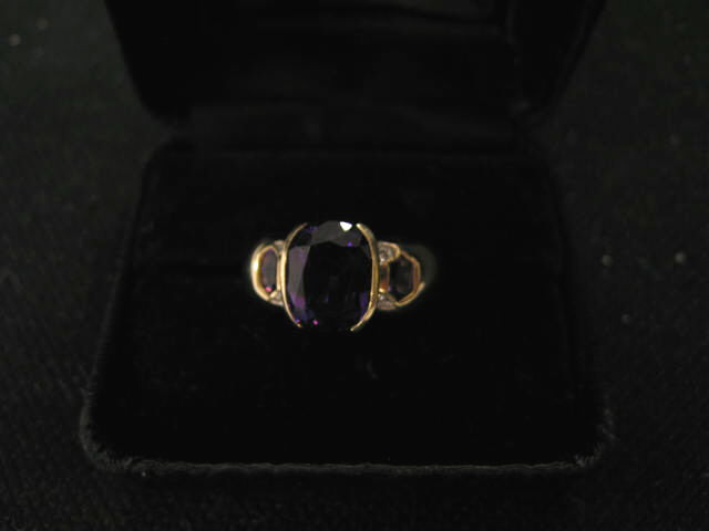 Appraisal: Amethyst Diamond Ring rich gems and diamonds in k yellow