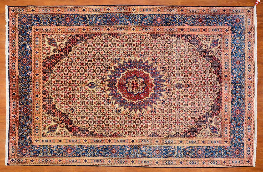 Appraisal: Moud Rug Persia x second half- th century hand-knotted Condition